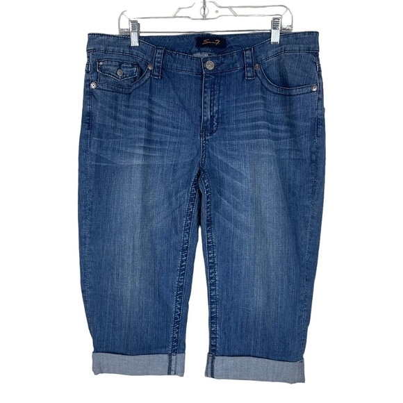 Seven7 Pants - Seven7 Denim Cuffed Bermuda Shorts